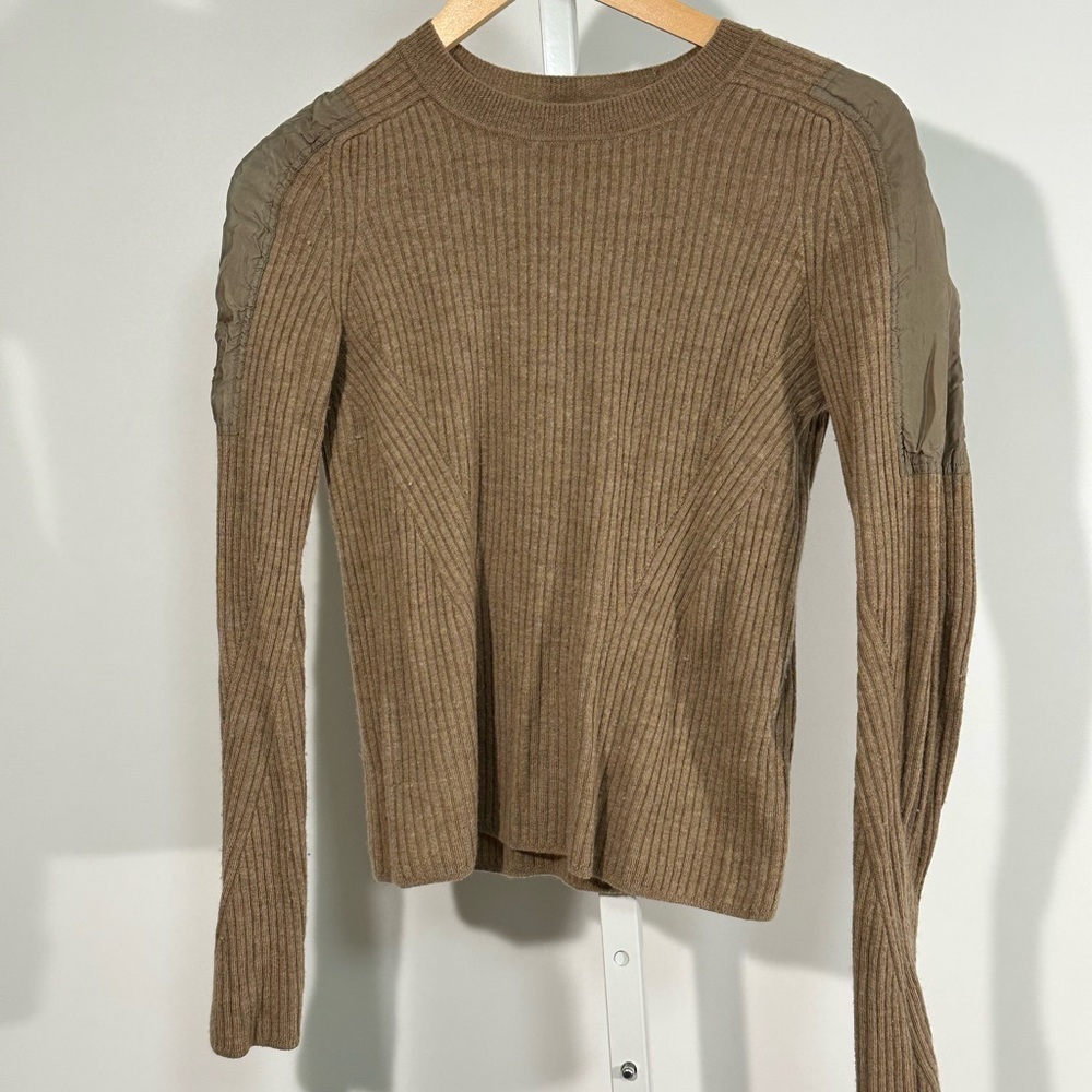 Rag & Bone Merino Wool Ribbed Sweater W/ Nylon Shoulder Detail (M)